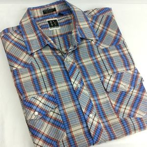 HOLT Men's Western Shirt Plaid Short Sleeve Size XL